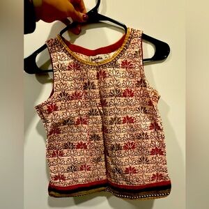 Fabindia short Indian Design Printed motif sleeveless top, size XS